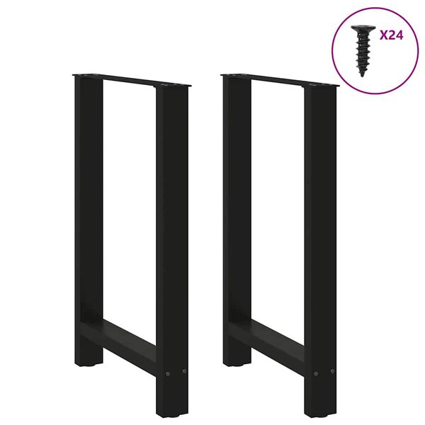 vidaXL P&eacute;s para mesa de bar pretos 2 pe&ccedil;as 60x(90-91) cm a&ccedil;o