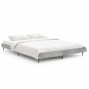 vidaXL Estrutura de cama 135x190 cm derivados de madeira cinza cimento