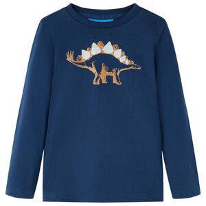 T-shirt de manga comprida para crian&ccedil;a azul-marinho 104