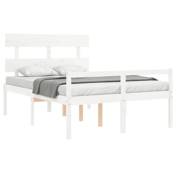 vidaXL Cama para idosos com cabeceira 120x200 cm madeira maci&ccedil;a branco