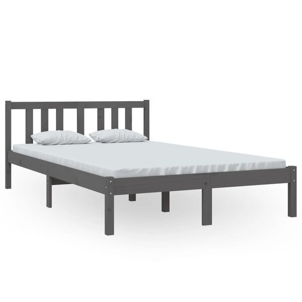 vidaXL Estrutura de cama 120x200 cm madeira maci&ccedil;a cinzento