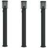 vidaXL Candeeiro ch&atilde;o exterior c/ tomada 3 pcs 110 cm a&ccedil;o inox. preto