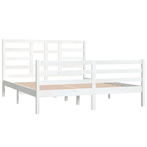 vidaXL Estrutura de cama 160x200 cm madeira maci&ccedil;a branco