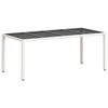 vidaXL Mesa de jardim com tampo de vidro 190x90x75 cm vime PE branco