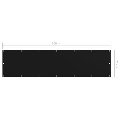 vidaXL Tela de varanda 75x300 cm tecido oxford preto