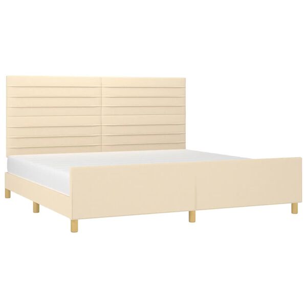 vidaXL Estrutura de cama sem colch&atilde;o 200x200 cm tecido cor creme