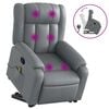 vidaXL Poltrona massagens reclin&aacute;vel elevat&oacute;ria couro artif. cinzento