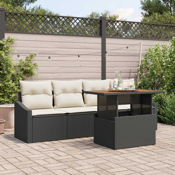 vidaXL Conjunto de Sofá de Jardim 5 pcs Preto Rattan Sintético