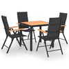 vidaXL 5 pcs conjunto de jantar para jardim preto e castanho
