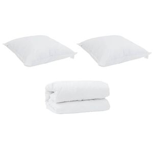 vidaXL Duvet com Travesseiros com travesseiro 3 pcs Branco Microfibra
