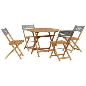 vidaXL 5 pcs conjunto de jantar p/ jardim vime PE/madeira maci&ccedil;a preto