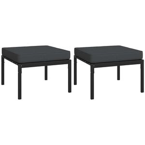vidaXL Apoios de p&eacute;s jardim c/ almofad&otilde;es cinzento 2pcs 60x60x35cm a&ccedil;o