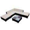 vidaXL 6 pcs conjunto lounge de jardim c/ almofad&otilde;es vime PE preto