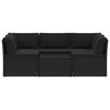 vidaXL 4 pcs conjunto lounge de jardim c/ almofad&otilde;es vime PE preto