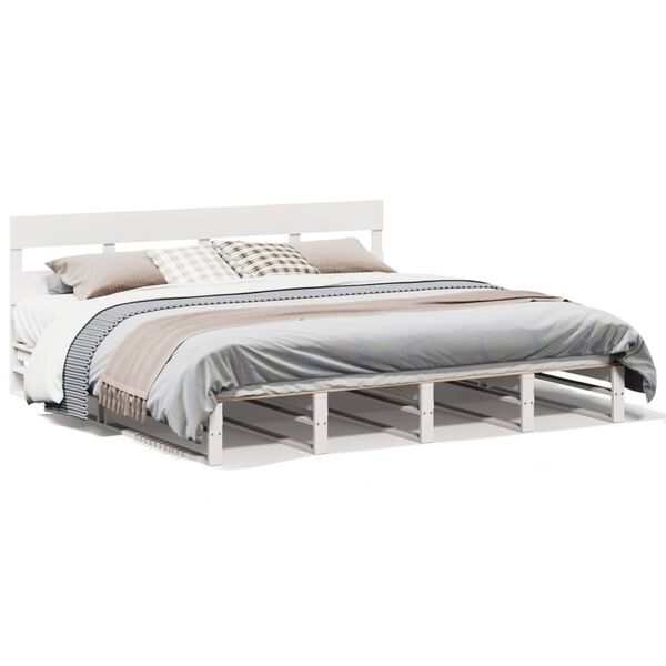 vidaXL Cama sem colch&atilde;o 200x200 cm madeira de pinho maci&ccedil;a branco