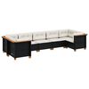vidaXL 7 pcs conjunto de sof&aacute;s p/ jardim c/ almofad&otilde;es vime PE preto