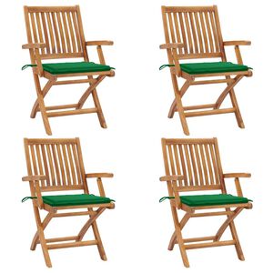 vidaXL Cadeiras de jardim dobr&aacute;veis c/ almofad&otilde;es 4 pcs teca maci&ccedil;a