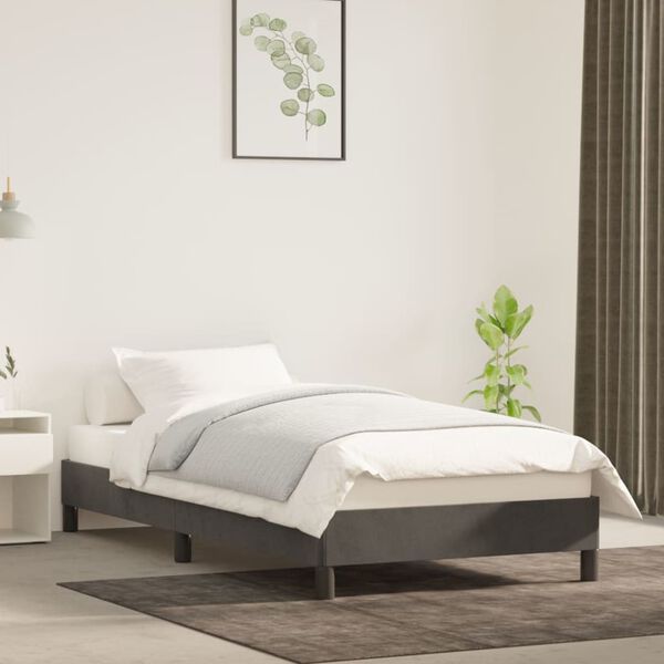 vidaXL Estrutura de cama sem colch&atilde;o 80x200 cm veludo cinzento-escuro