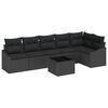 vidaXL Conjunto de Sof&aacute;s com almofada 7 pcs Preto vime PE