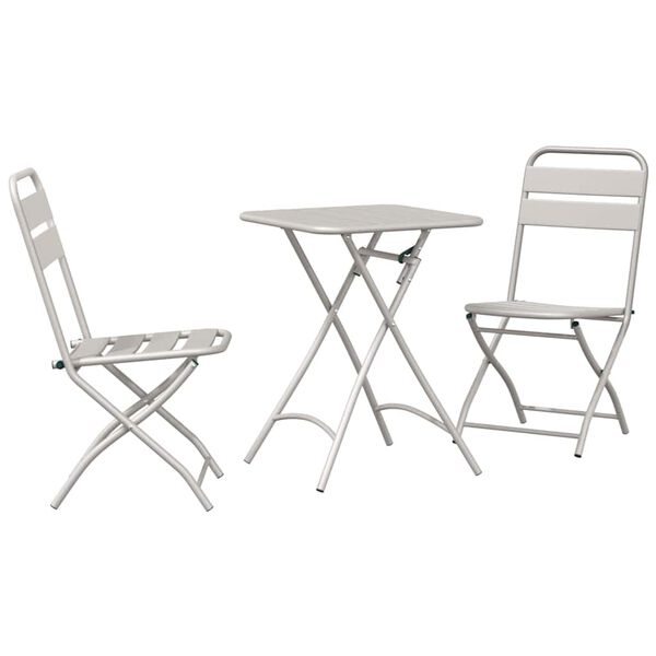 vidaXL Conjunto bistro 3 pcs Bege Aço