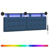 vidaXL Cabeceira suspensa Com luz LED Azul Tecido