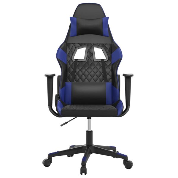 vidaXL Cadeira de gaming couro artificial preto e azul
