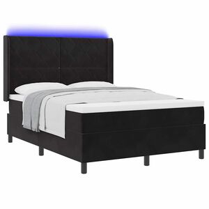 vidaXL Cama Box com colch&atilde;o com led Preto 140 x 200 cm Veludo