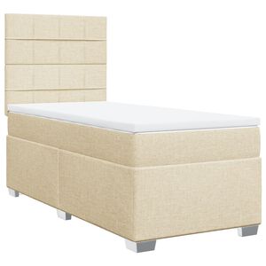 vidaXL Cama com molas/colch&atilde;o 80x200 cm tecido cor cr&egrave;me