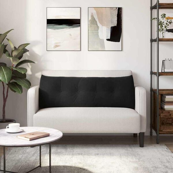 vidaXL Travesseiro para Costas Preto 140 x 24 x 50 cm Veludo