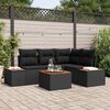 vidaXL Conjunto de Sof&aacute; de Jardim com almofada 4 pcs Preto Polirattan
