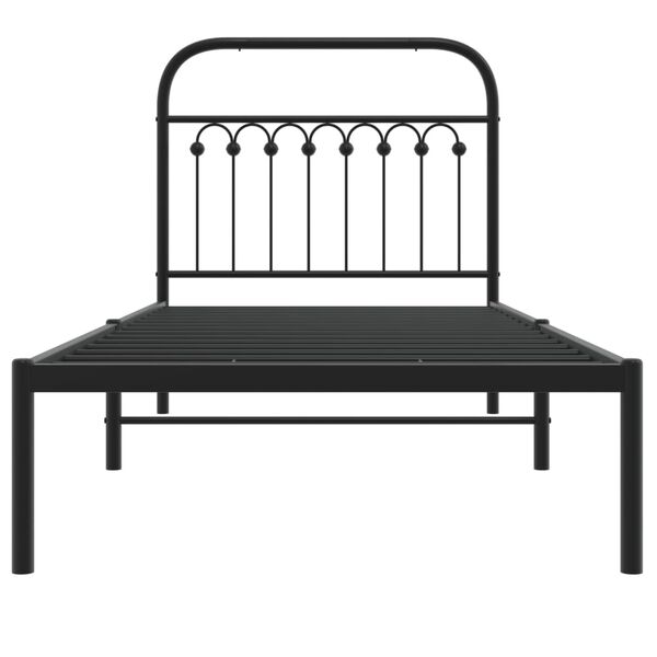 vidaXL Estrutura de cama com cabeceira 90x200 cm metal preto