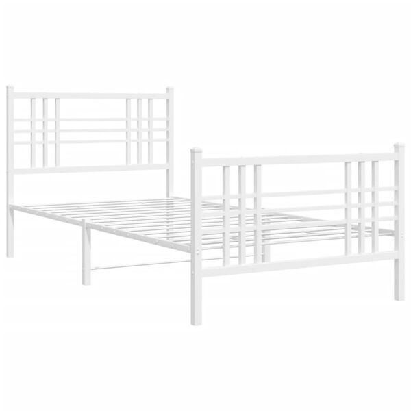 vidaXL Estrutura de cama com cabeceira e p&eacute;s 90x200 cm metal branco