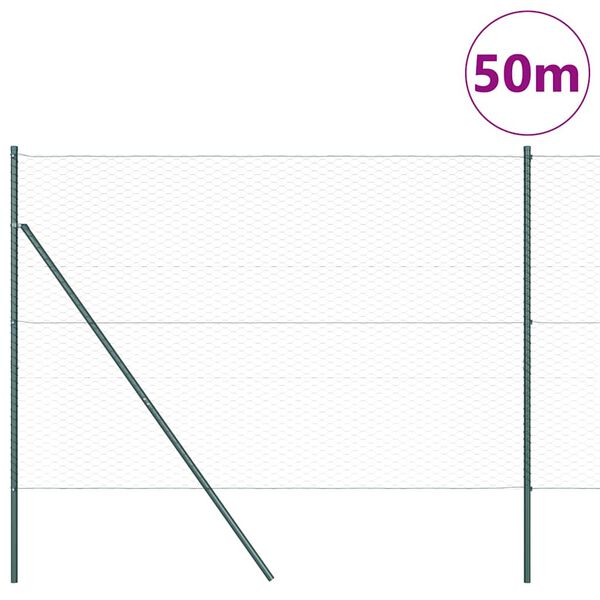 vidaXL Poste de Cerca Cinzeto 50 x 1,5 m (malha de 36 mm) A&ccedil;o e PVC