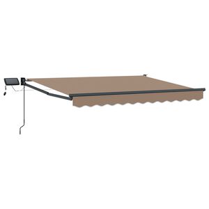 vidaXL Toldo retr&aacute;til manual com LEDs Cinzento-acastanhado