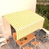 vidaXL Toldo retr&aacute;til manual com estore 4x3 m amarelo e branco