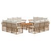 vidaXL Conjunto de Sof&aacute; de Jardim 13 unid. Natural e Branco Creme