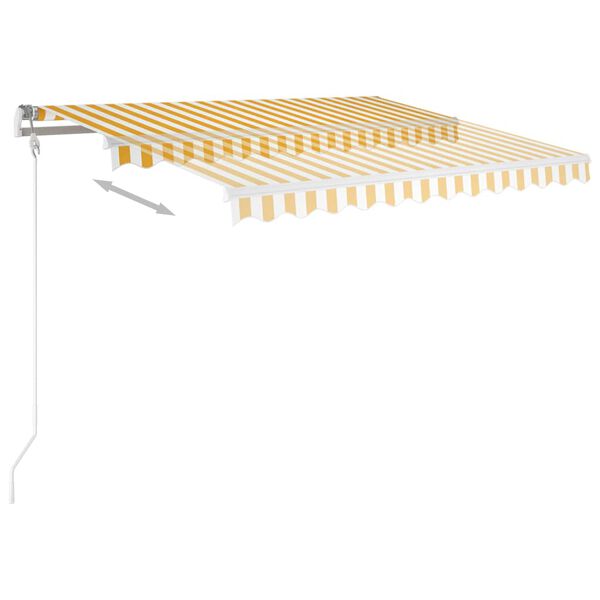 vidaXL Toldo autom. c/ LED e sensor de vento 350x250 cm amarelo/branco