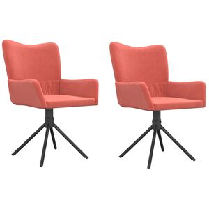 vidaXL Cadeiras de jantar girat&oacute;rias 2 pcs veludo rosa