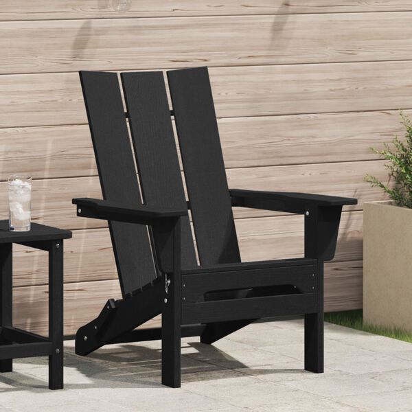 vidaXL Cadeira Adirondack Dobrável Preto 74.5 x 80.5 x 90cm HDPE