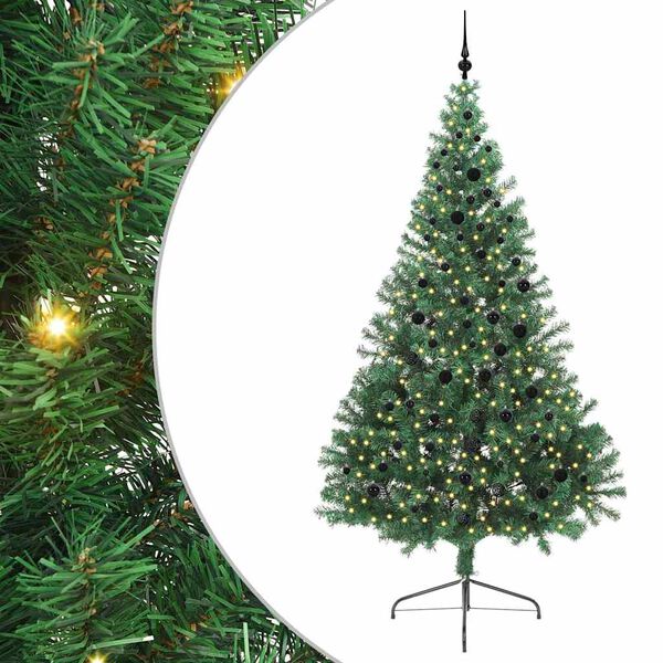 vidaXL &Aacute;rvore de Natal Artificial Pr&eacute;-iluminada Verde 240 cm PVC