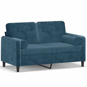 vidaXL Sof&aacute; 2 lugares c/ almofadas decorativas 120 cm veludo azul