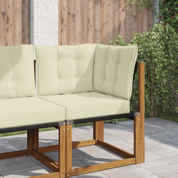 vidaXL Almofada para Sof&aacute; Externo 3 pcs Creme Poli&eacute;ster