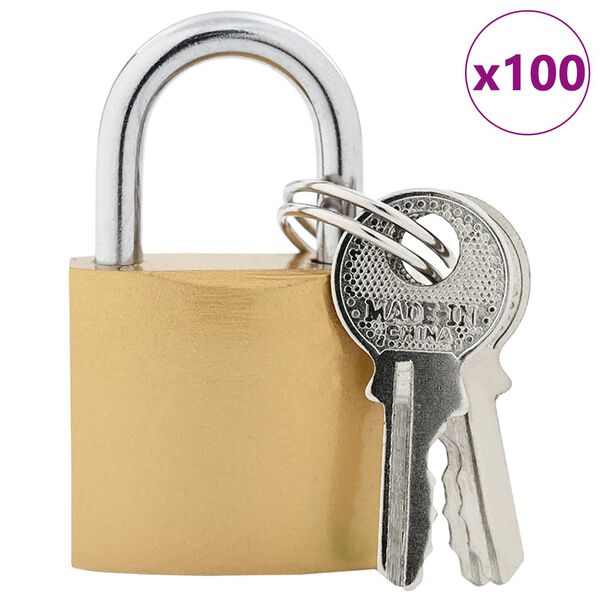 vidaXL U Lock com Chaves 100 pcs Lat&atilde;o Ferro
