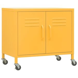 vidaXL Arm&aacute;rio de arruma&ccedil;&atilde;o a&ccedil;o 60x35x56 cm amarelo mostarda