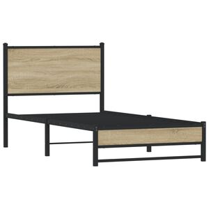 vidaXL Estrutura de cama sem colch&atilde;o 80x200 cm metal carvalho sonoma