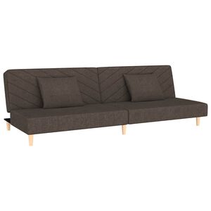 vidaXL Sof&aacute;-cama 2 lugares com duas almofadas tecido castanho