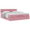vidaXL Estrutura de cama otomana com colch&atilde;o 180x200 cm veludo rosa