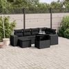 vidaXL 7 pcs conjunto de sof&aacute;s p/ jardim c/ almofad&otilde;es vime PE preto