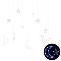 vidaXL Estrelas e luas de luz c/ controlo remoto 138 LEDs azul