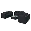 vidaXL 7 pcs conjunto lounge de jardim c/ almofad&otilde;es vime PE preto
